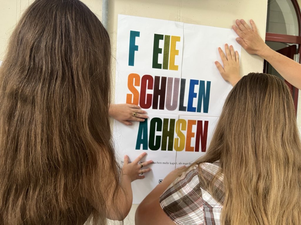 Plakat Kampagne gegen Kürzungen an Freien Schulen in Sachsen